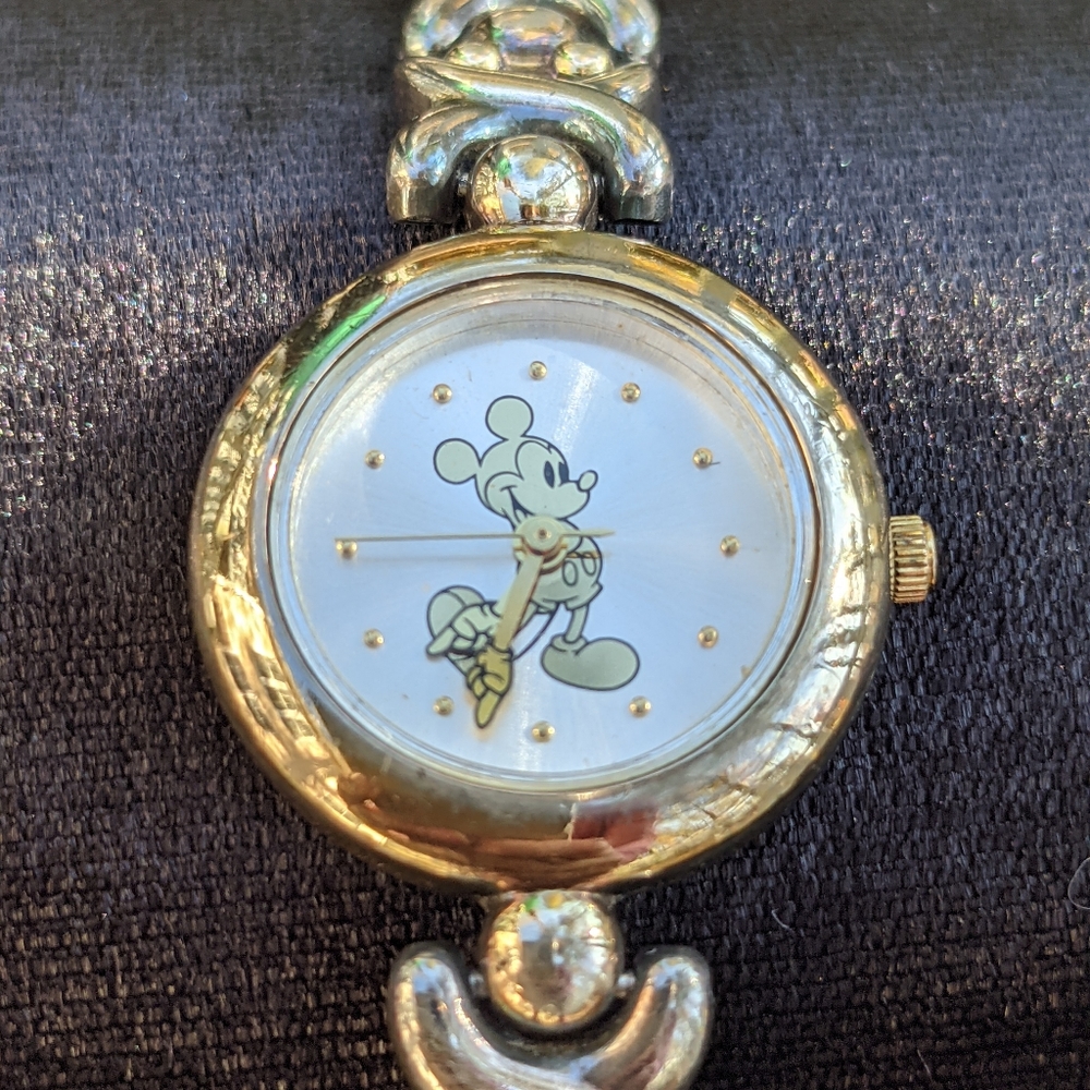 Rare Mickey Mouse XO Two-Toned Link Bracelet Watch
